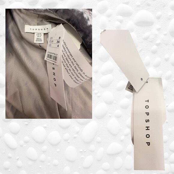 Stunning TOPSHOP Crushed Velvet Silver Fitted Blazer – Size US 4 (NWT) - Picture 9 of 9